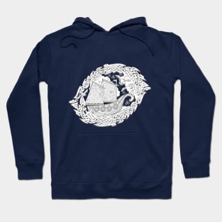 Vikings sailboat drawing Hoodie